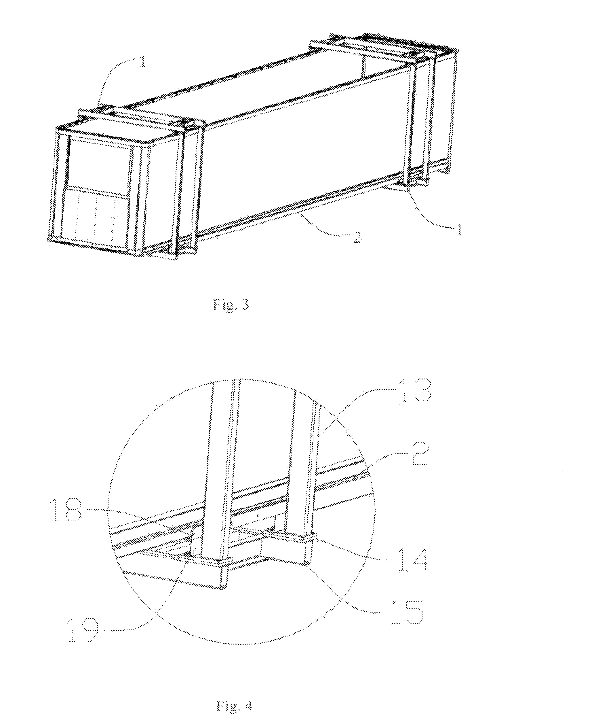 Container-transporting frame and method of installing a container in a frame