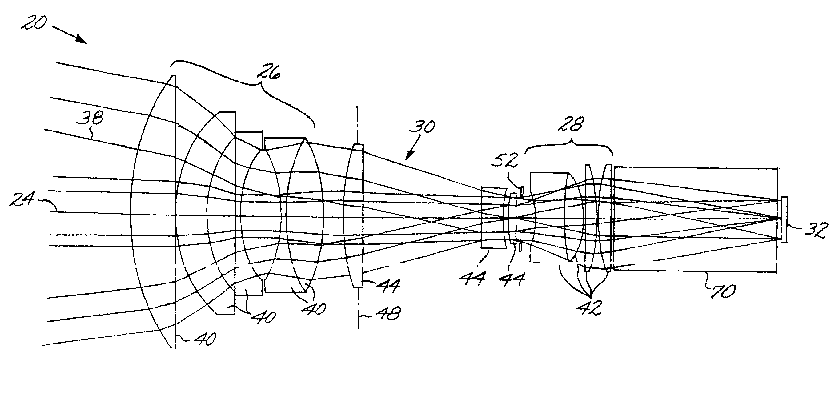 Optical system including an anamorphic lens