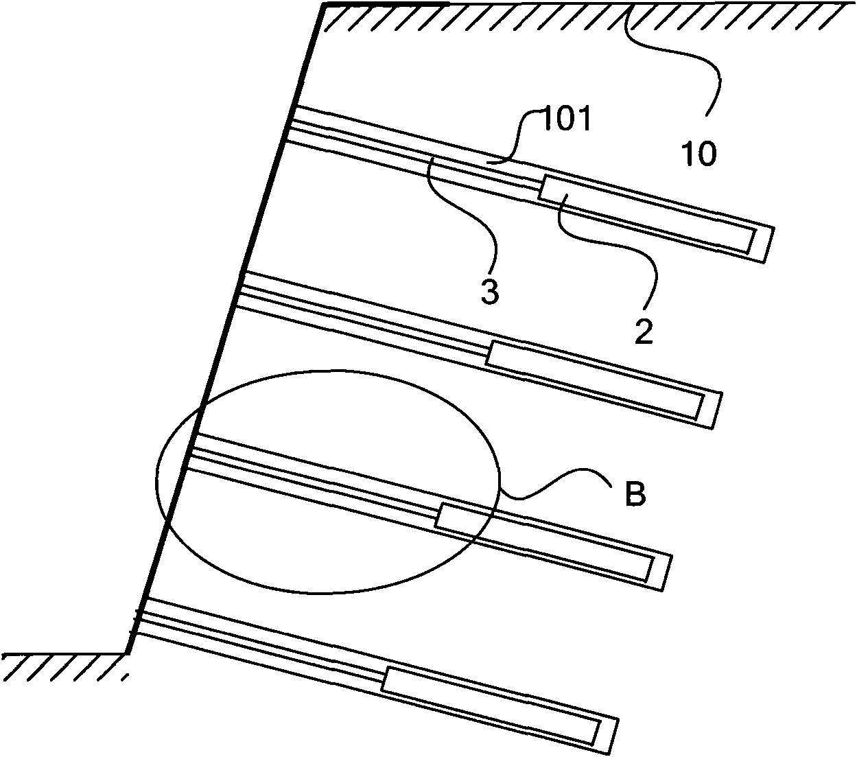 Flexible surface layer soil nailing wall support system and construction method thereof