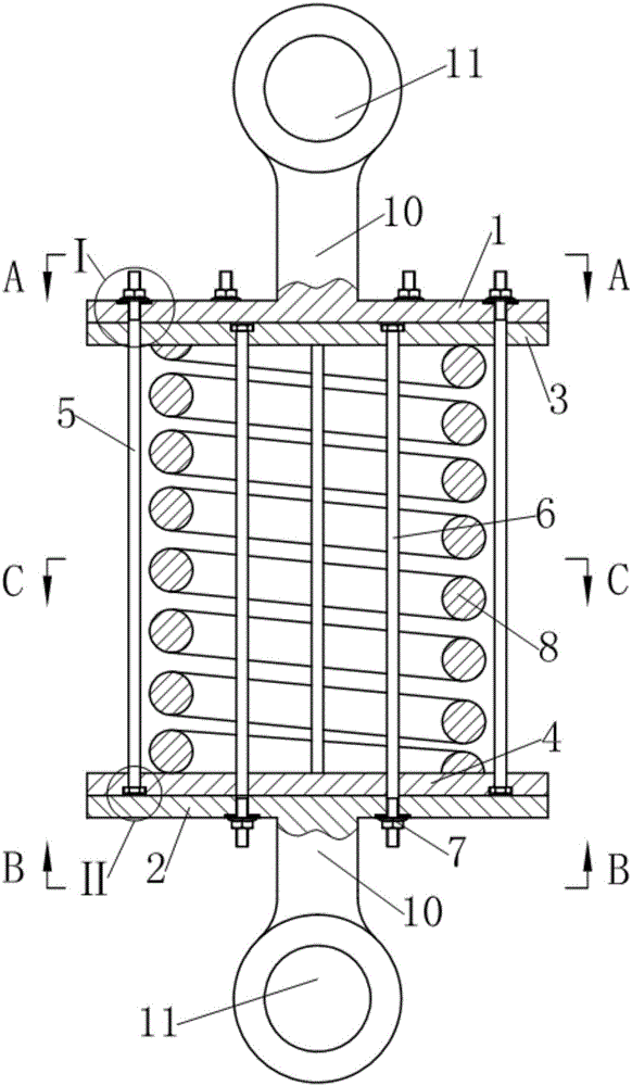 Pull rod guide type complex spring damper