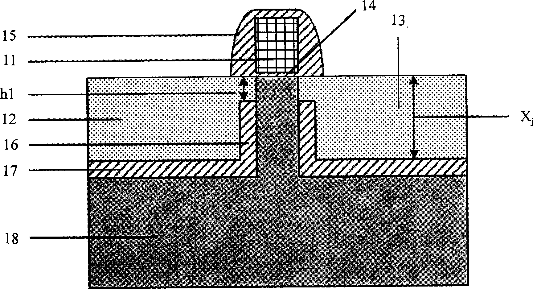 Field effect transistor adapted for extra-dup submicrometer field and preparation process thereof