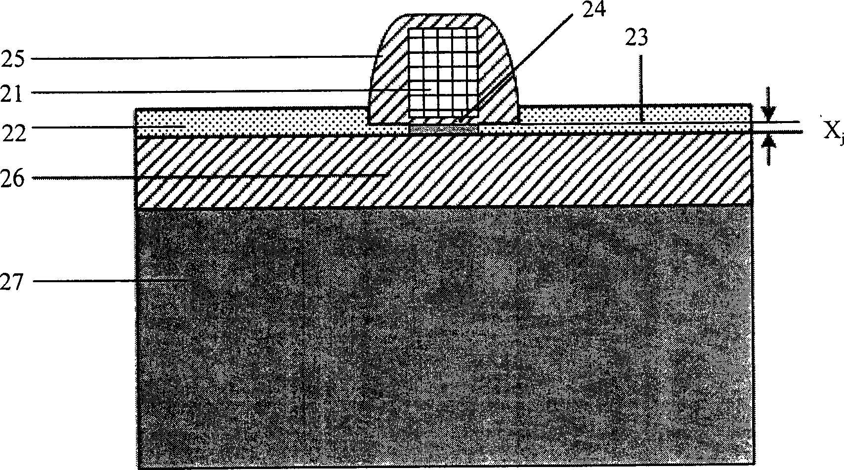 Field effect transistor adapted for extra-dup submicrometer field and preparation process thereof