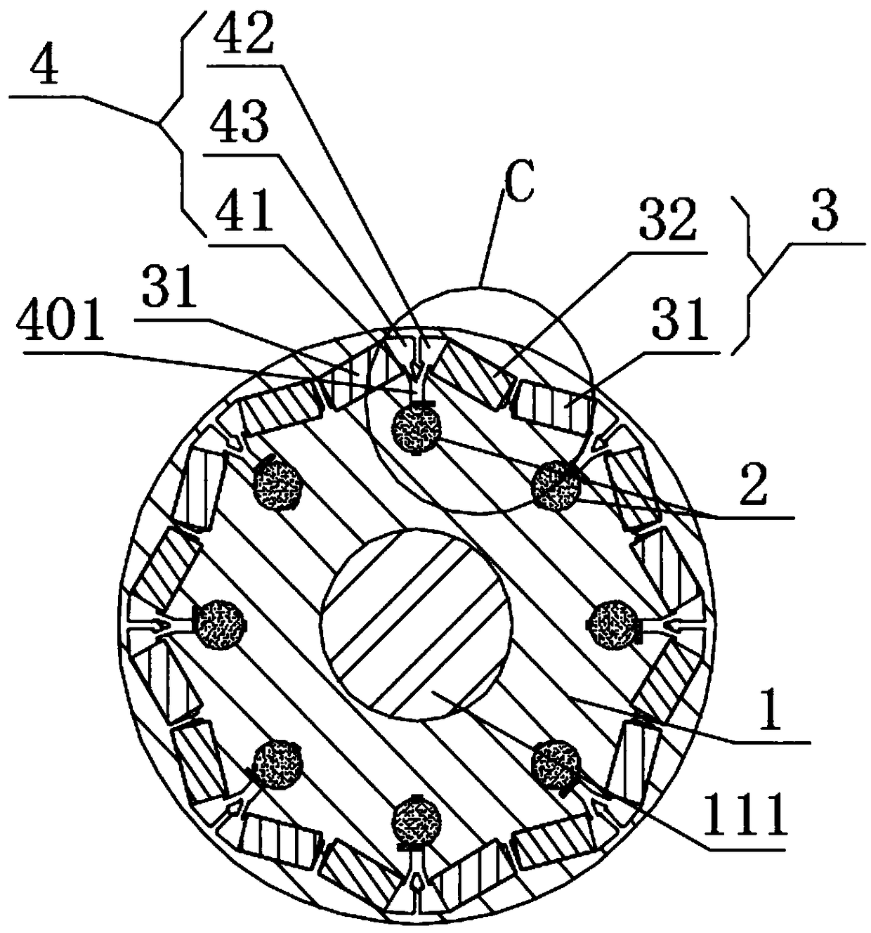 Rotor with automatic flux weakening structure and permanent magnet motor