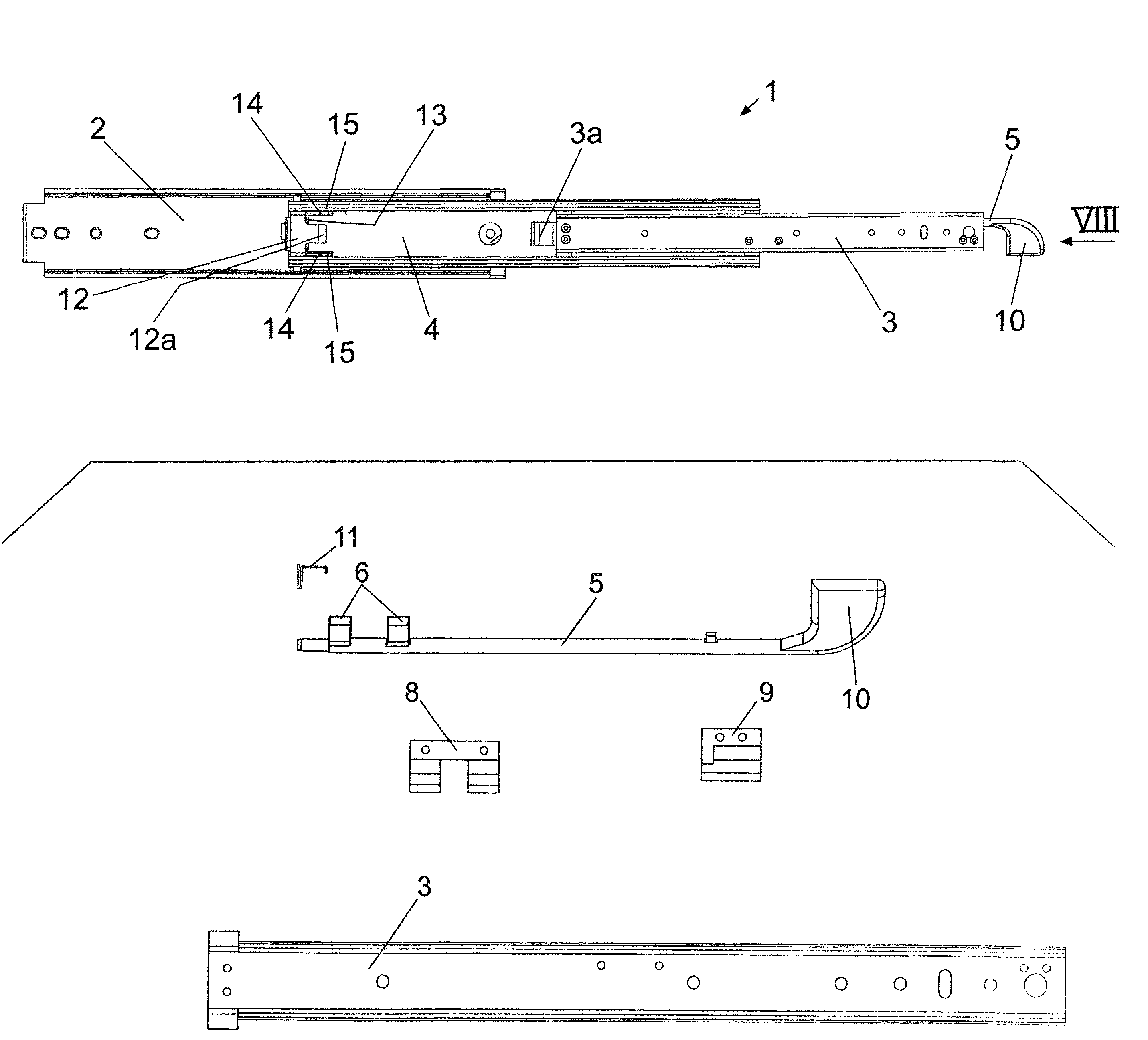 Guiding rail for a cabinet pull-out part