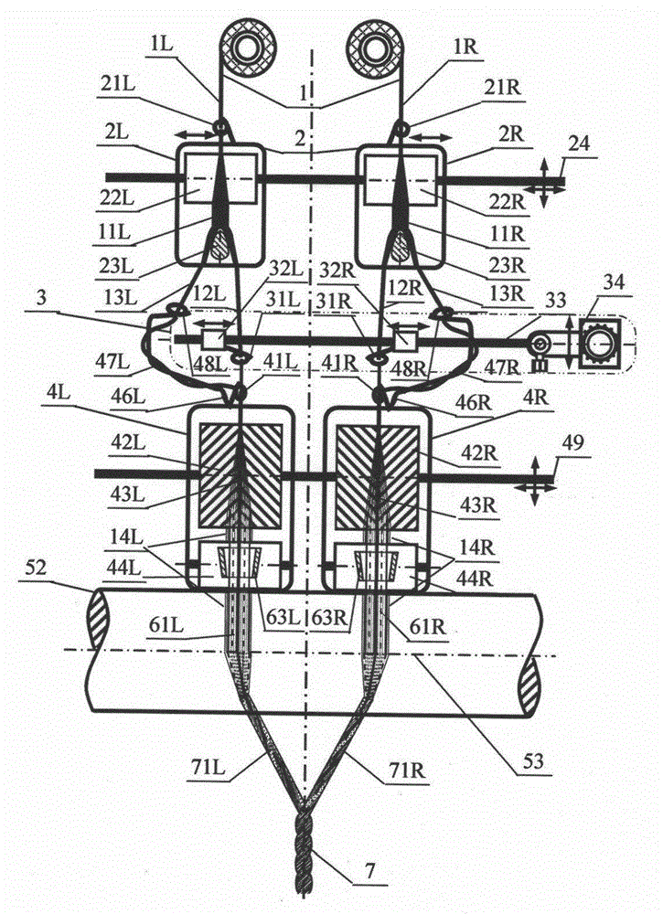 Two-bundle screen symmetrical composite yarn, spinning method and applications thereof