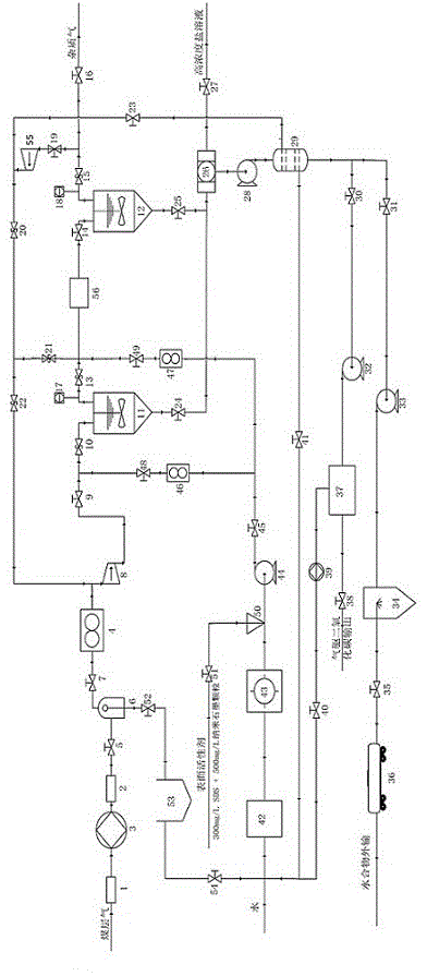 Device and method for purifying and concentrating coal bed gas and treating produced water