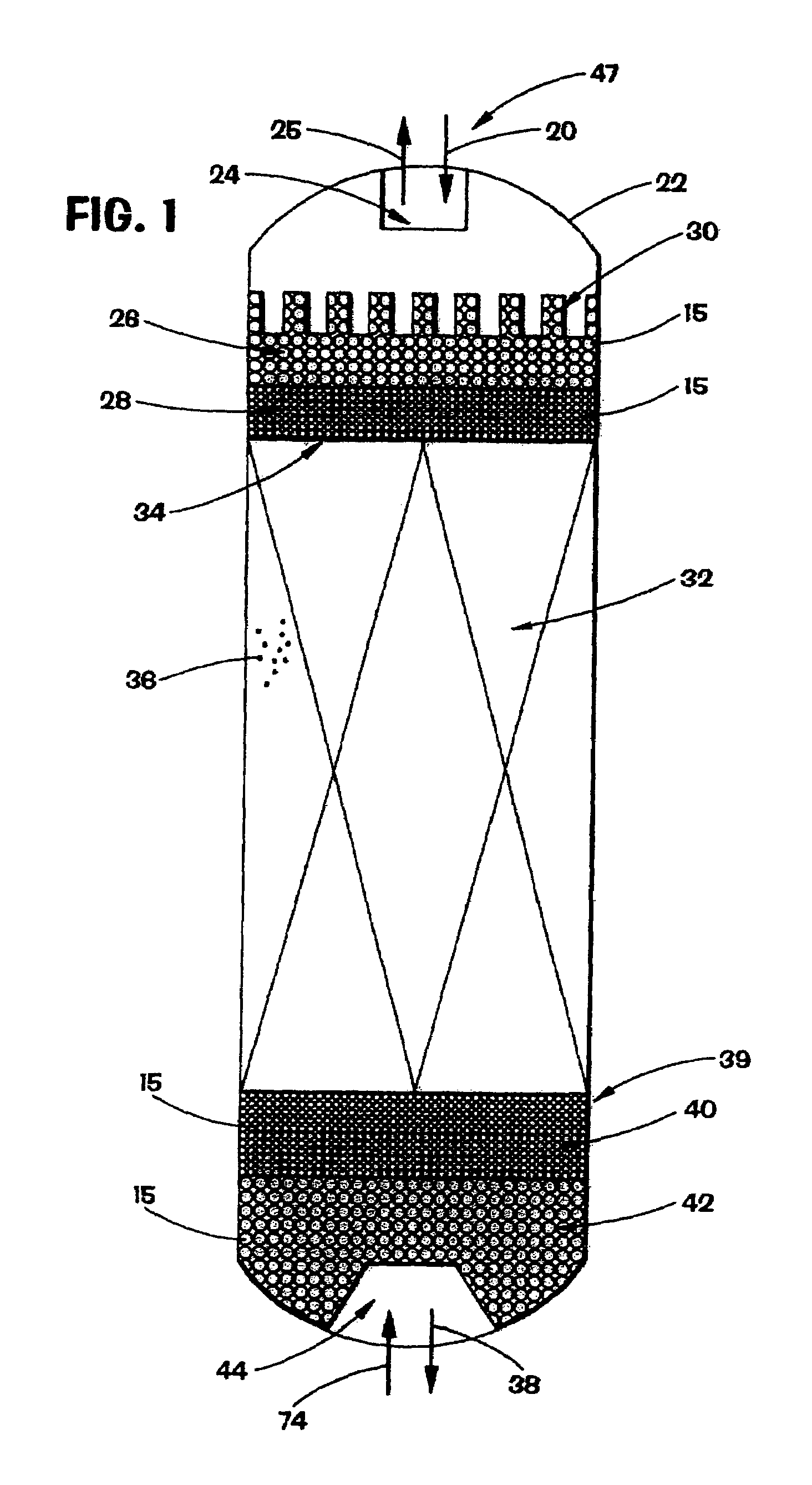 Separation method and assembly for process streams in component separation units