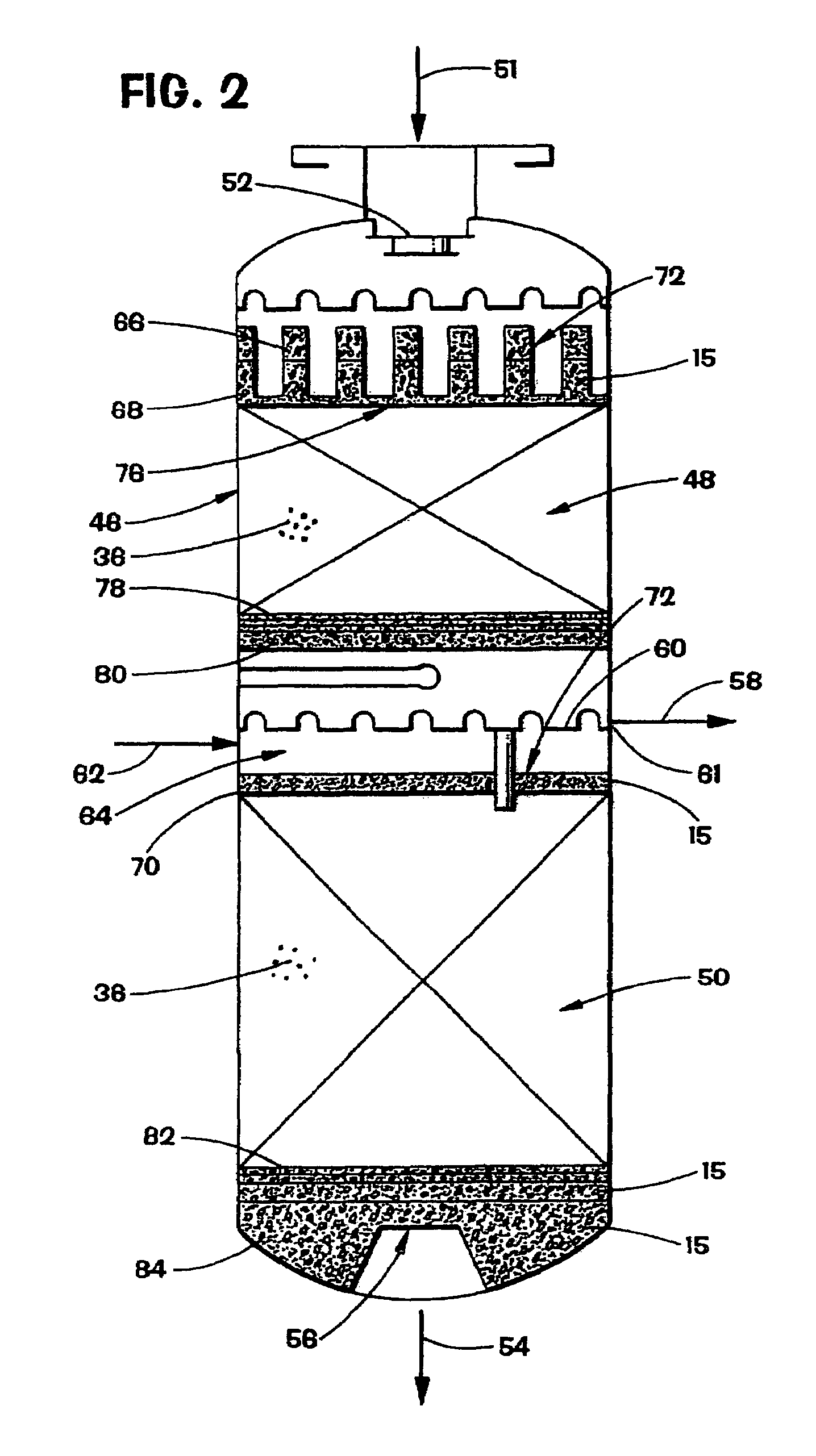 Separation method and assembly for process streams in component separation units