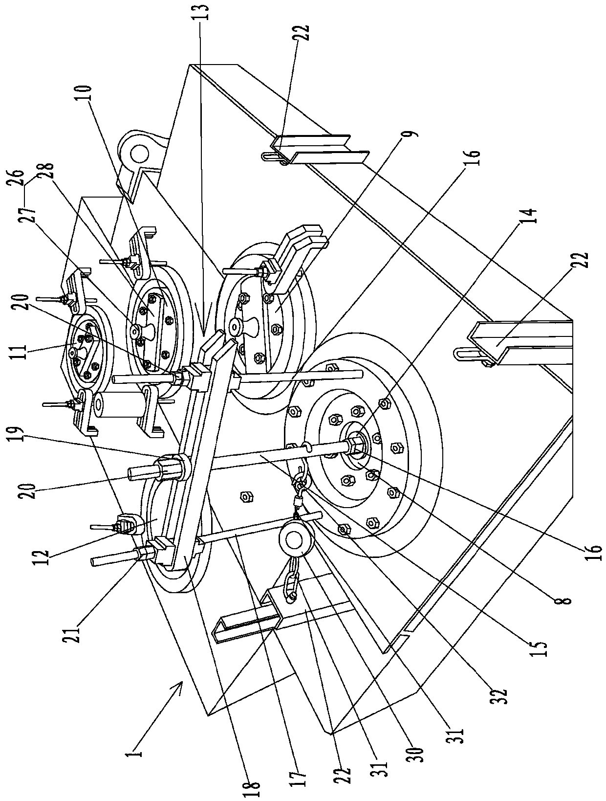 Tooth engagement adjustment method and adjustment system for eccentric bushing type gearbox of heavy multi-stage vertical shaft