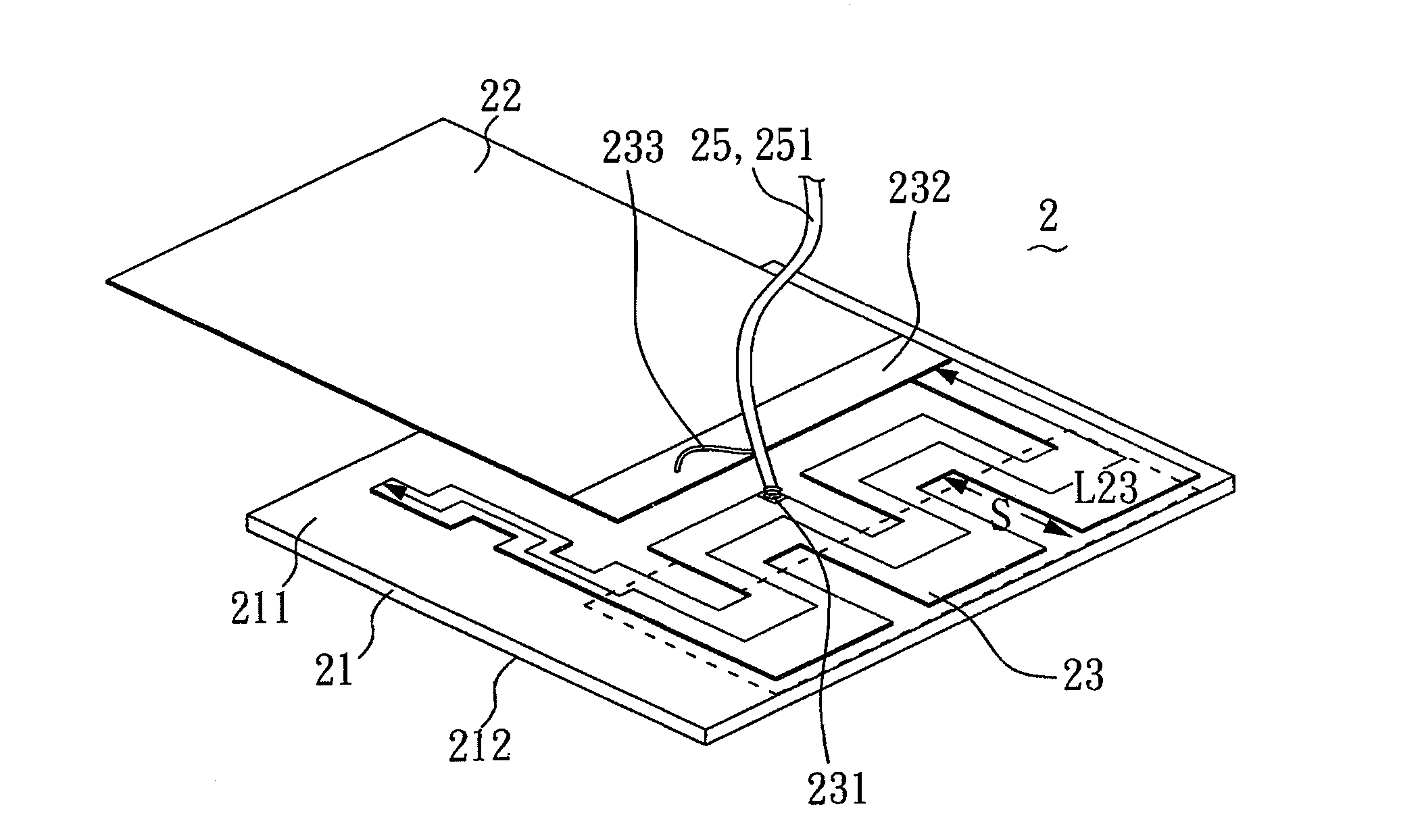 Three-band antenna device with resonance generation and portable electronic device having the same