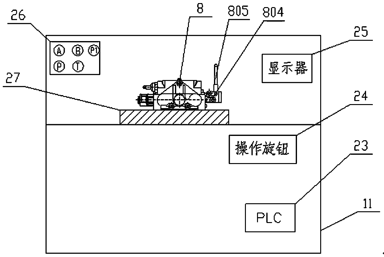 Test device for hydraulic multi-way valve of tractor and test method thereof