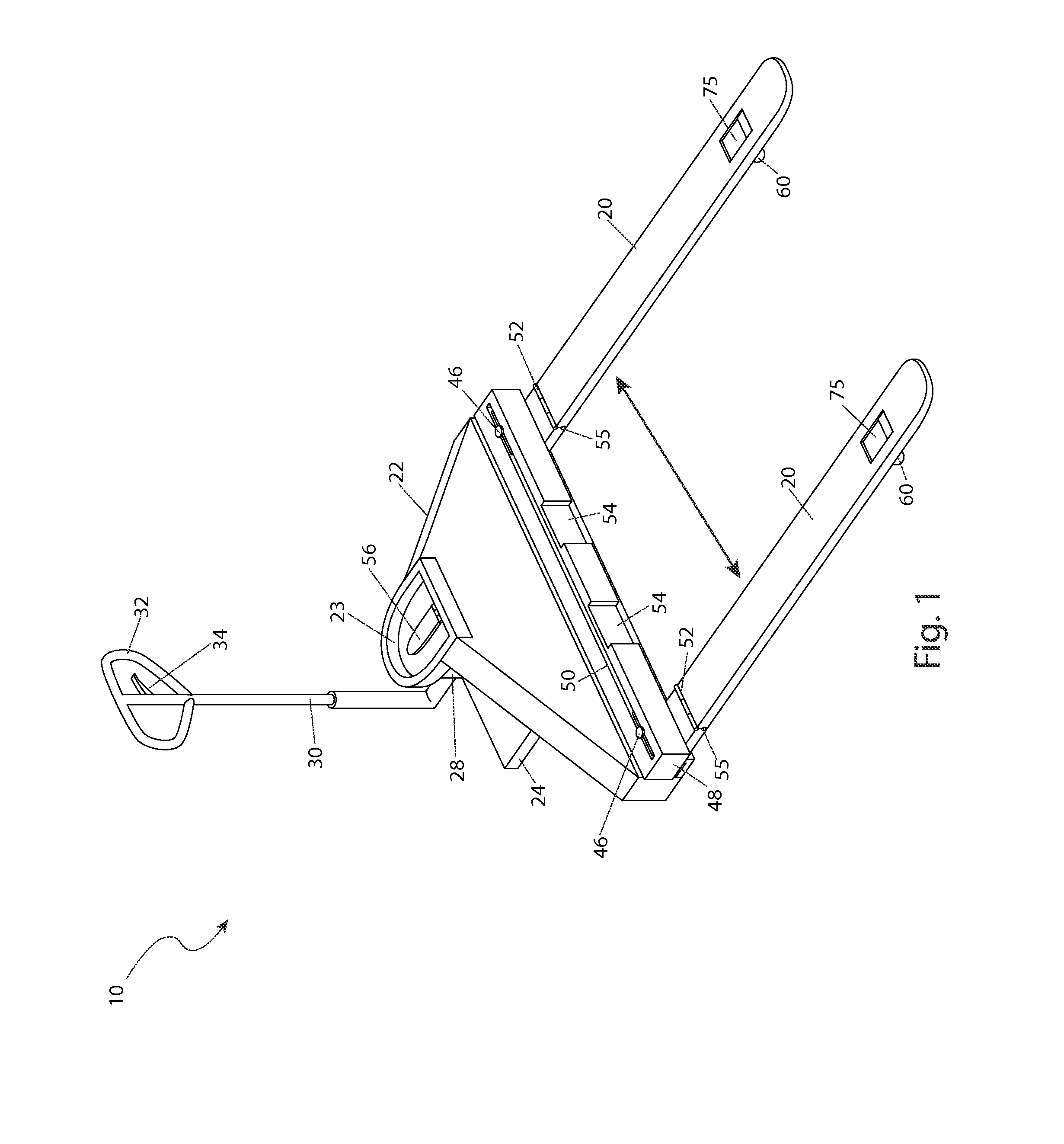 Foldable and width adjustable pallet jack