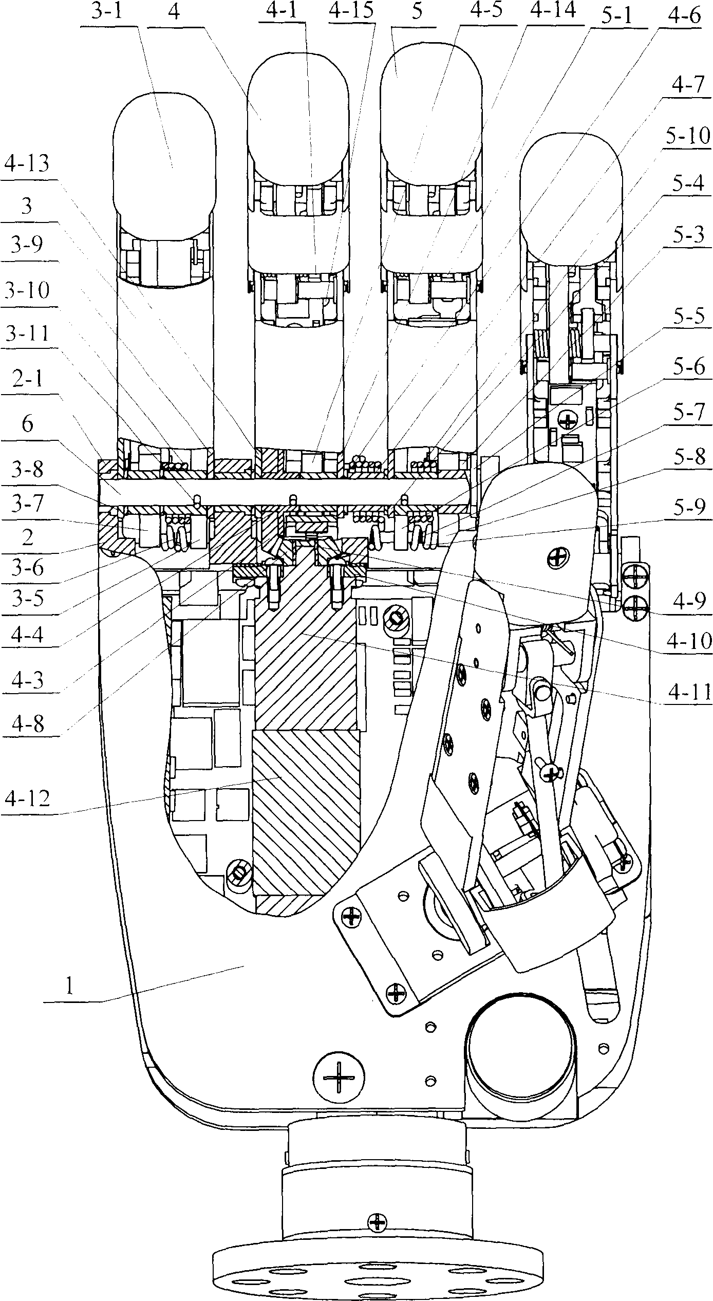 Linkage mechanism of drive-free self-adapting artificial hand