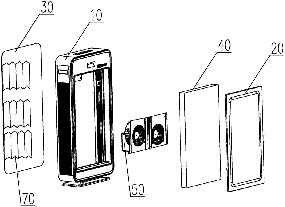 Air-output-controlled air purifying device