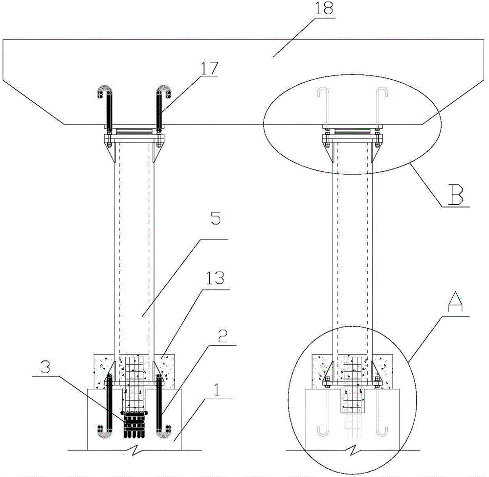 Pile column type concrete hollow pile pier structure