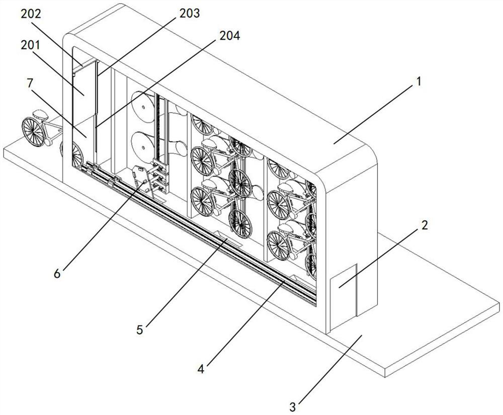 Magnetic type shared bicycle storing and taking device