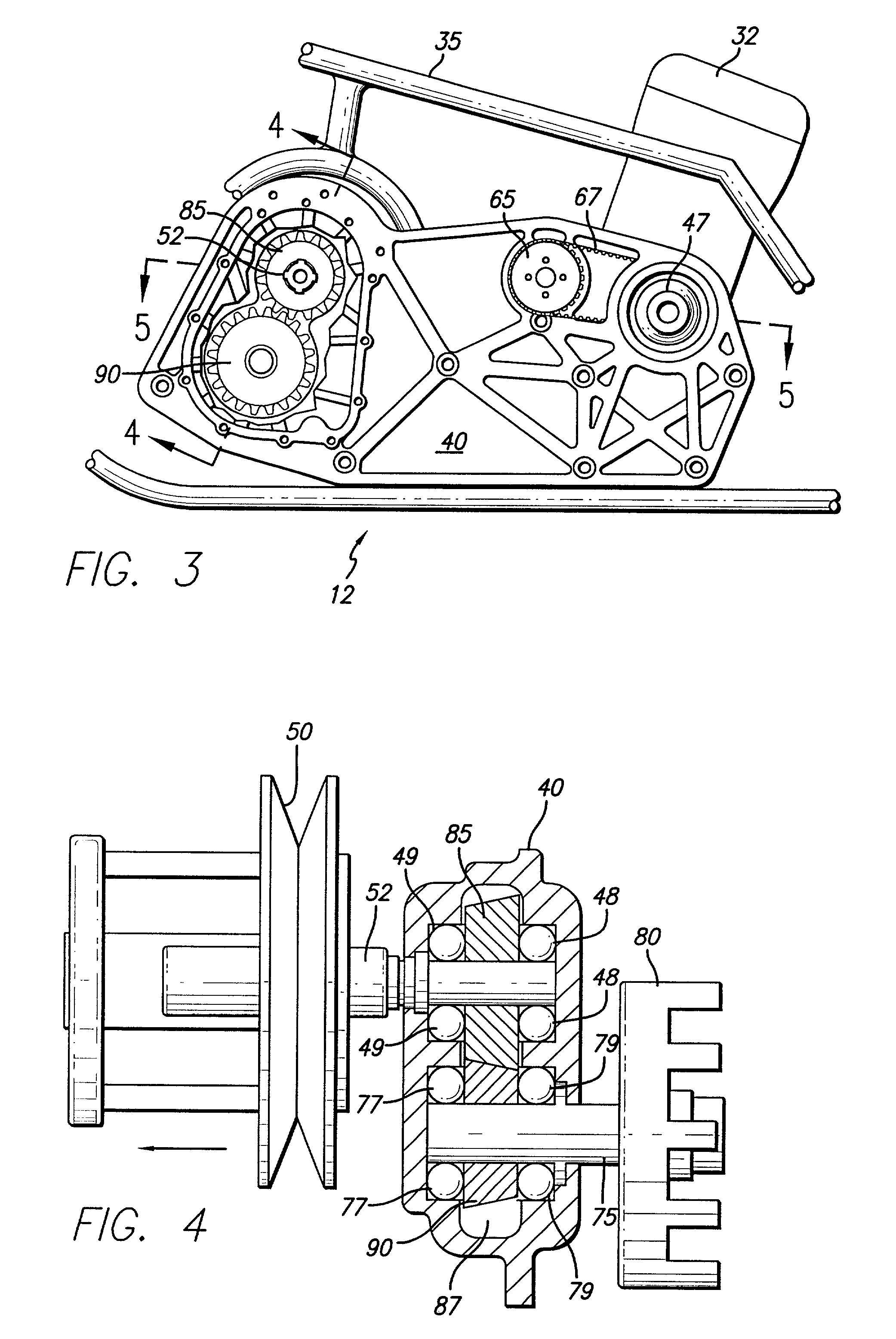 Snowmobile drive train