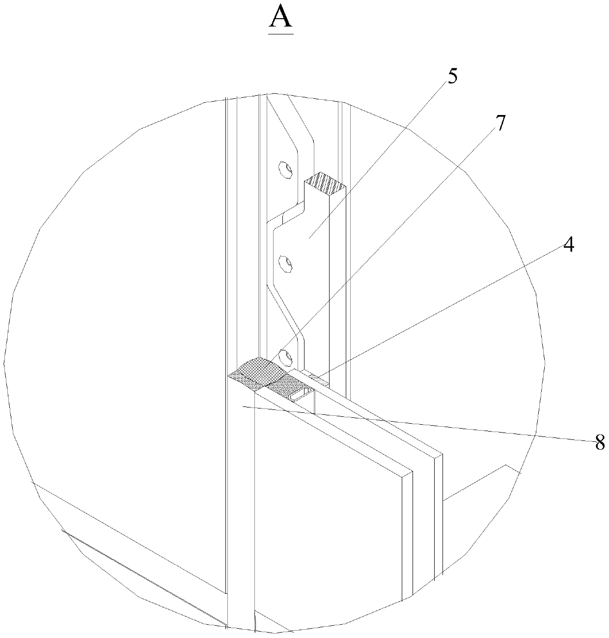 A curtain wall glass peripheral structure