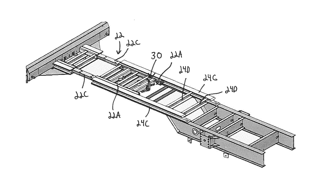 Extendable trailer for freight containers