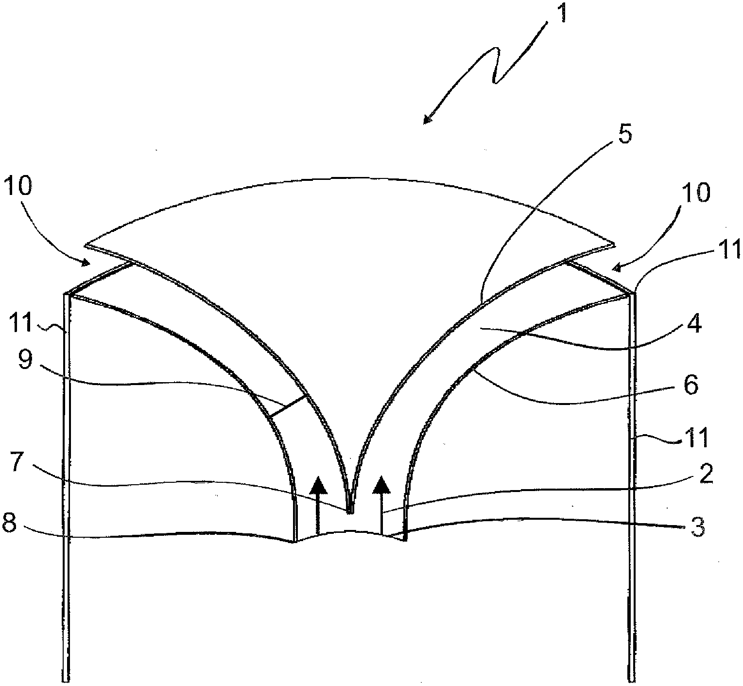 Loudspeaker apparatus with circumferential, funnel-like sound outlet opening