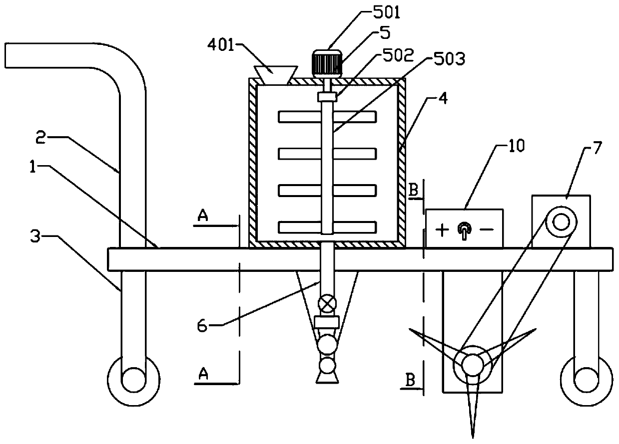 Soil loosening and spraying integrated equipment for landscape planting