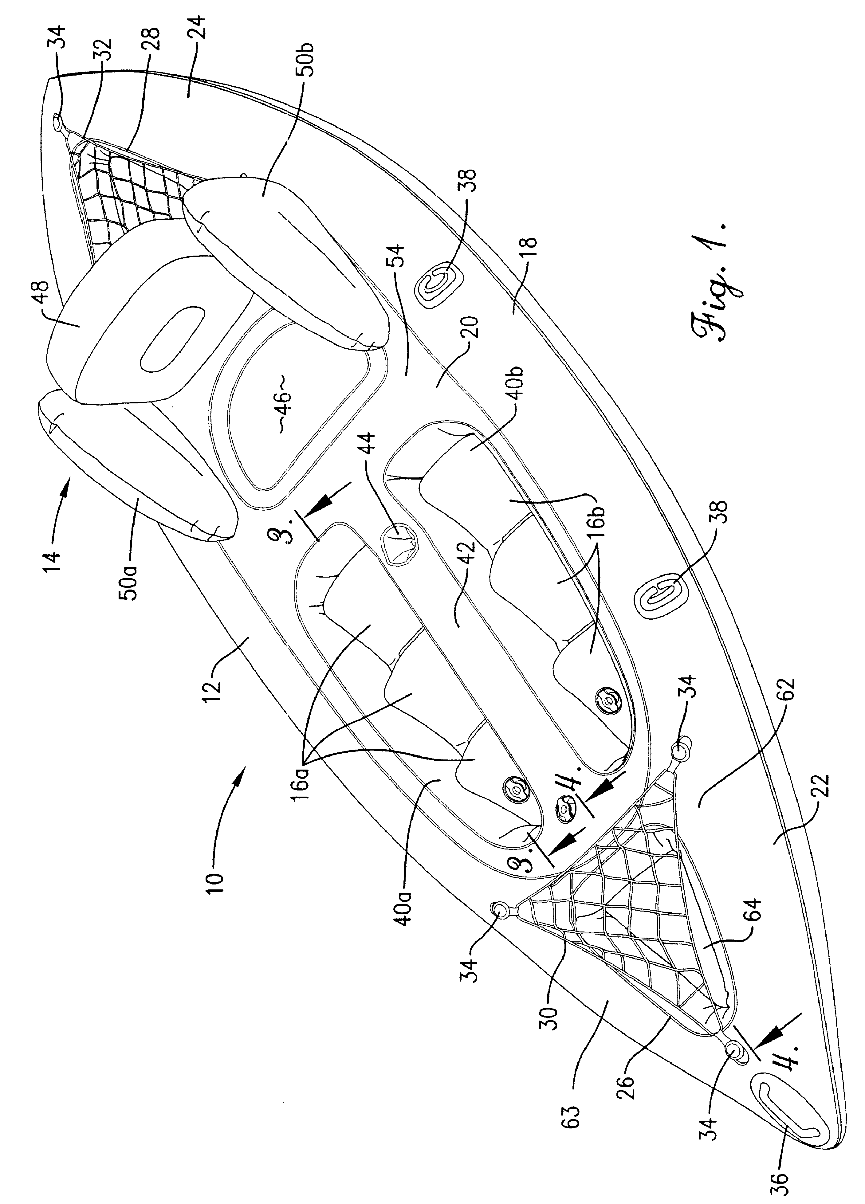 Inflatable kayak with multi-position footrests