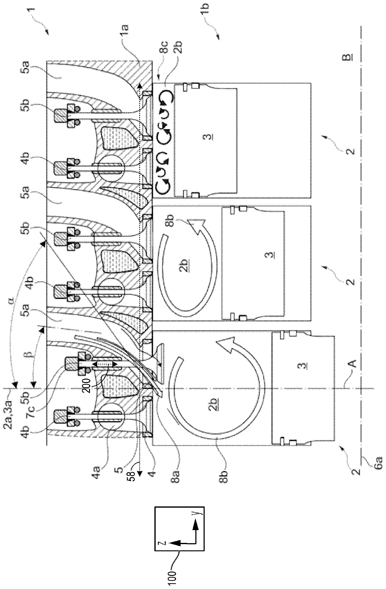 Applied-ignition internal combustion engine with two cylinder-specific valves and method for mixture formation in internal combustion engine of said type