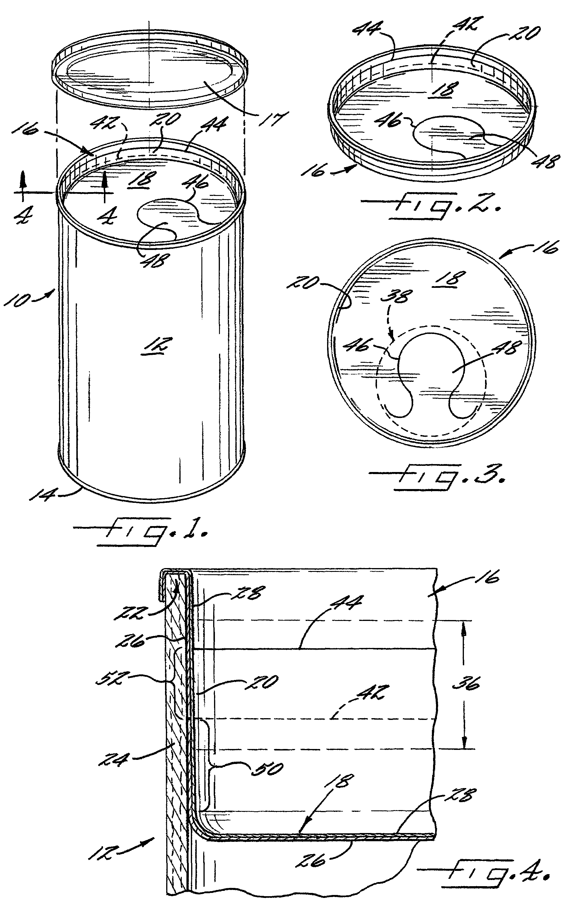 Container lid formed as a laminate having a built-in opening feature, container incorporating same, and method for making same