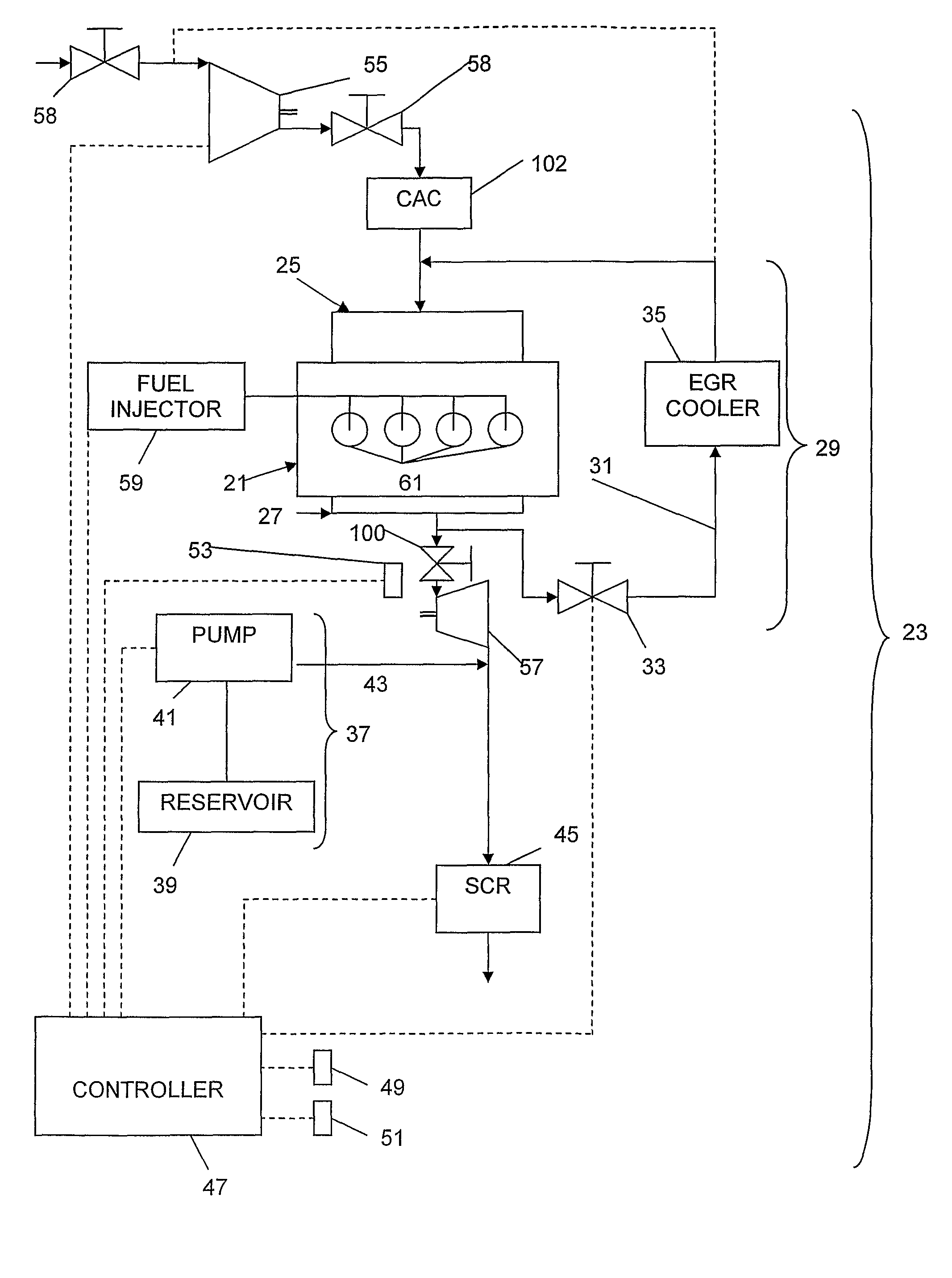 Engine with emissions control arrangement and method of controlling engine emissions