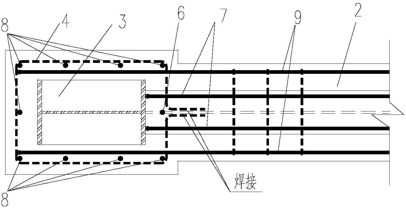 Steel reinforced concrete column-steel reinforced concrete inclined beam T-shaped joint