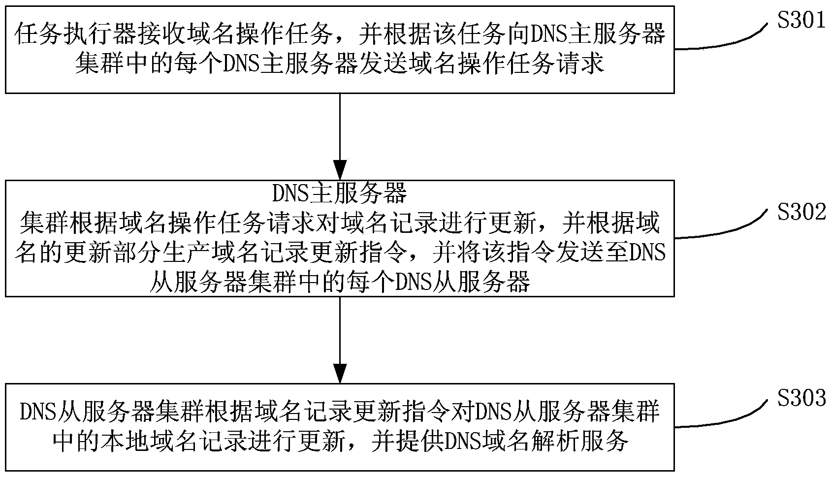 DNS (domain name sever) domain name management system and method