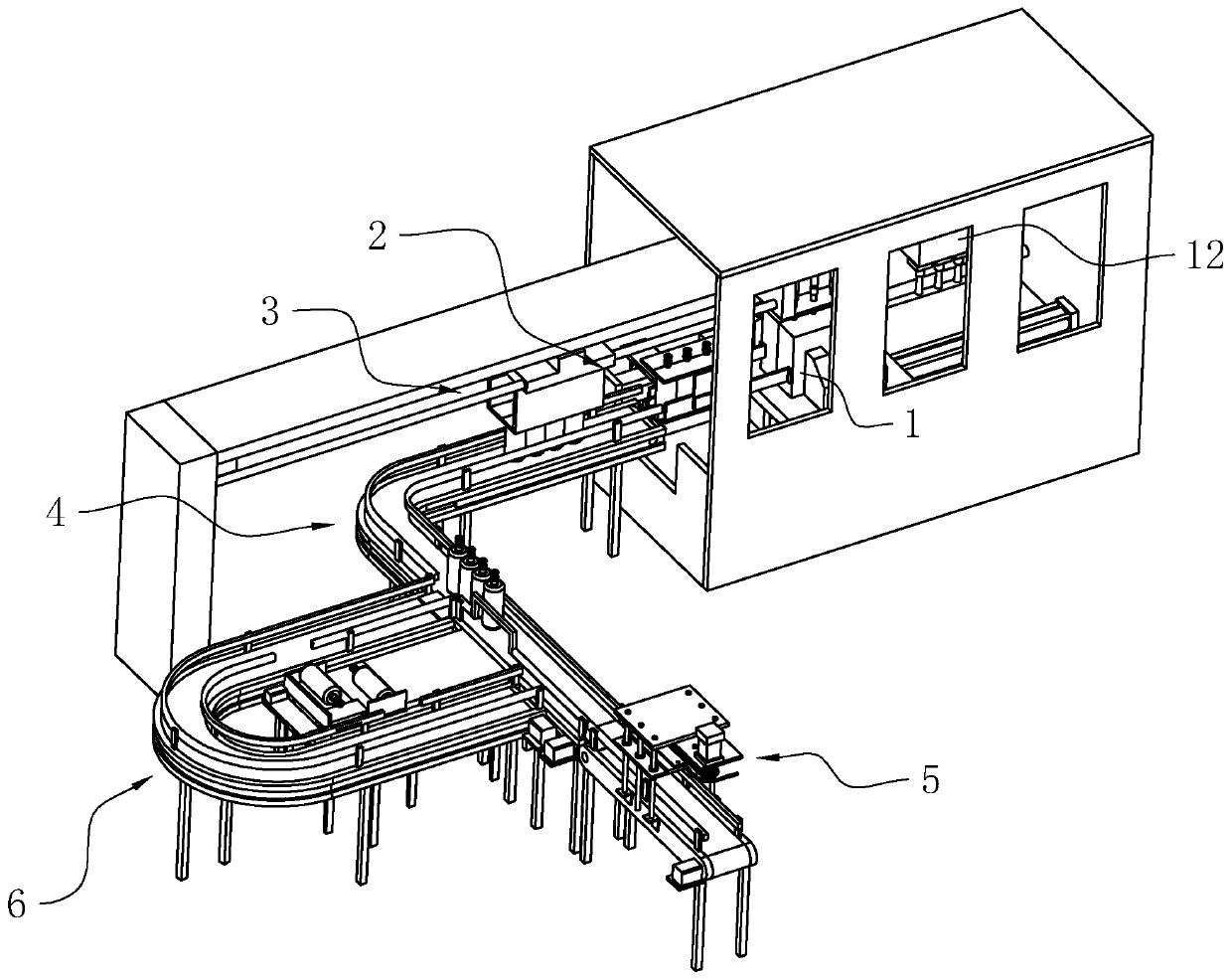 Back end processing device for hollow blow molding machine