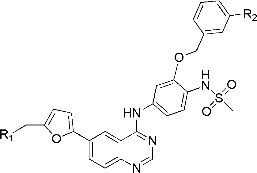 4-substituted p-methyl sulfonamide anilino-quinazoline derivatives and preparation method and application thereof