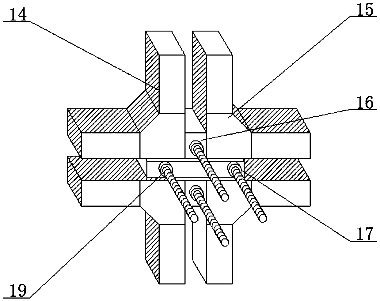 Double-rail rubber-tired vehicle rail transit lifting type level crossing turnout