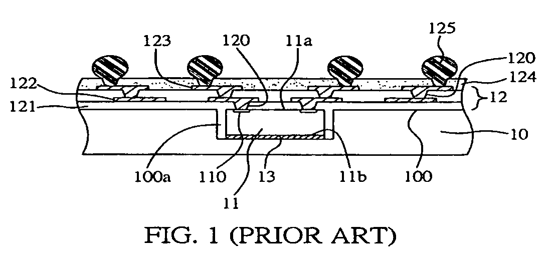 Structure with semiconductor chips embeded therein