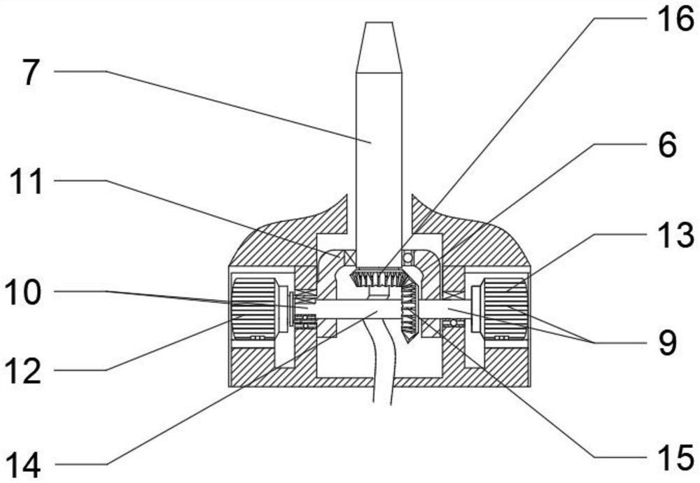 Nozzle-angle-adjustable handle assembly based on table type oral irrigator