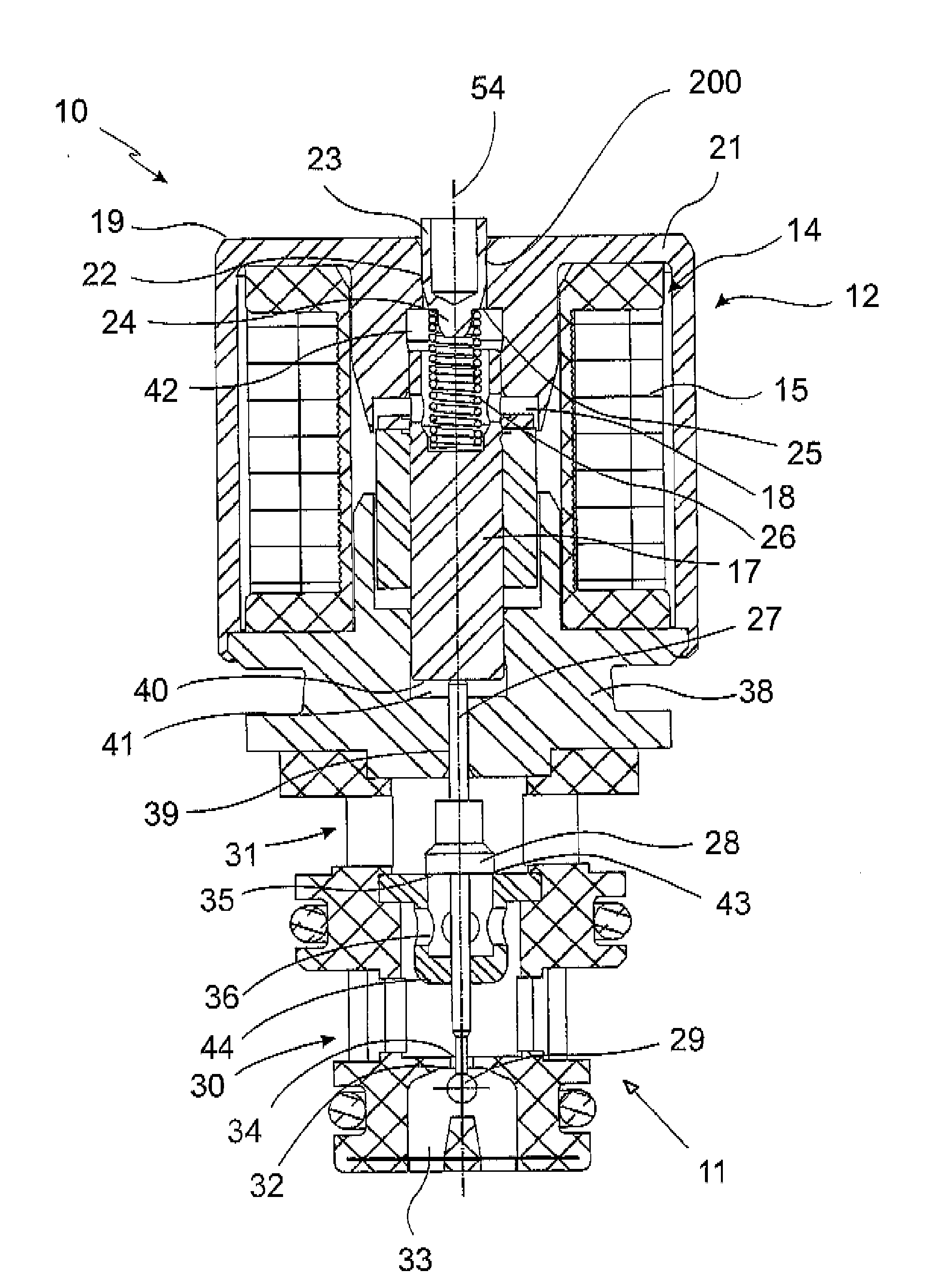 Electromagnet with adjusting screw