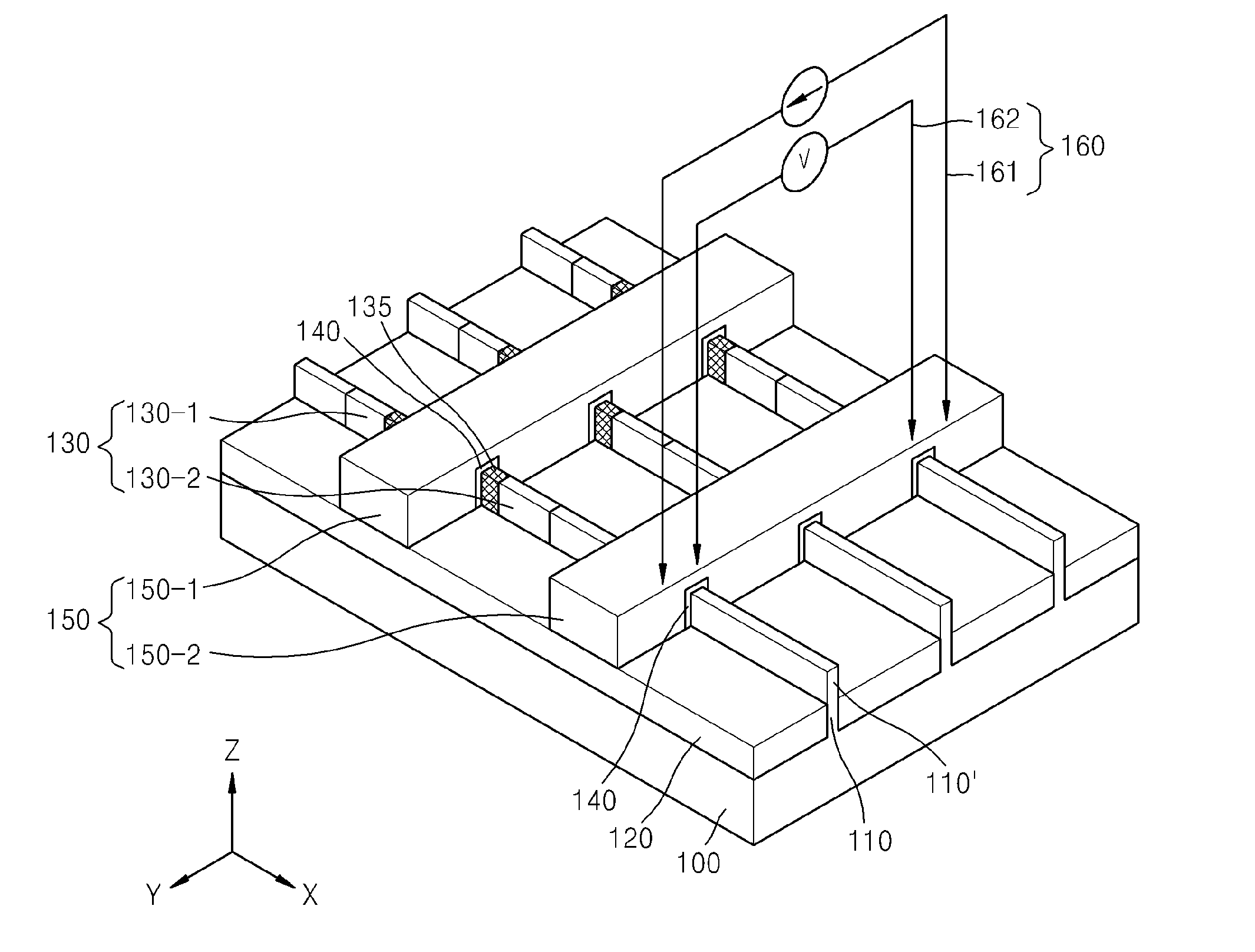 Semiconductor devices including electrodes for temperature measurement