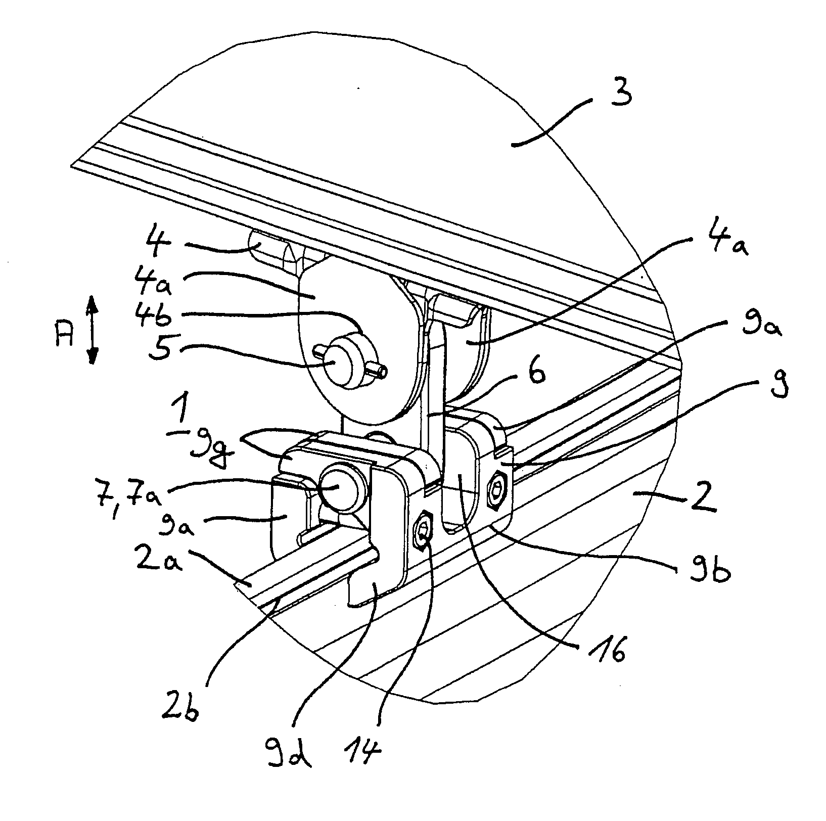 Device for suspending a rail of an overhead conveyor or a hoisting machine