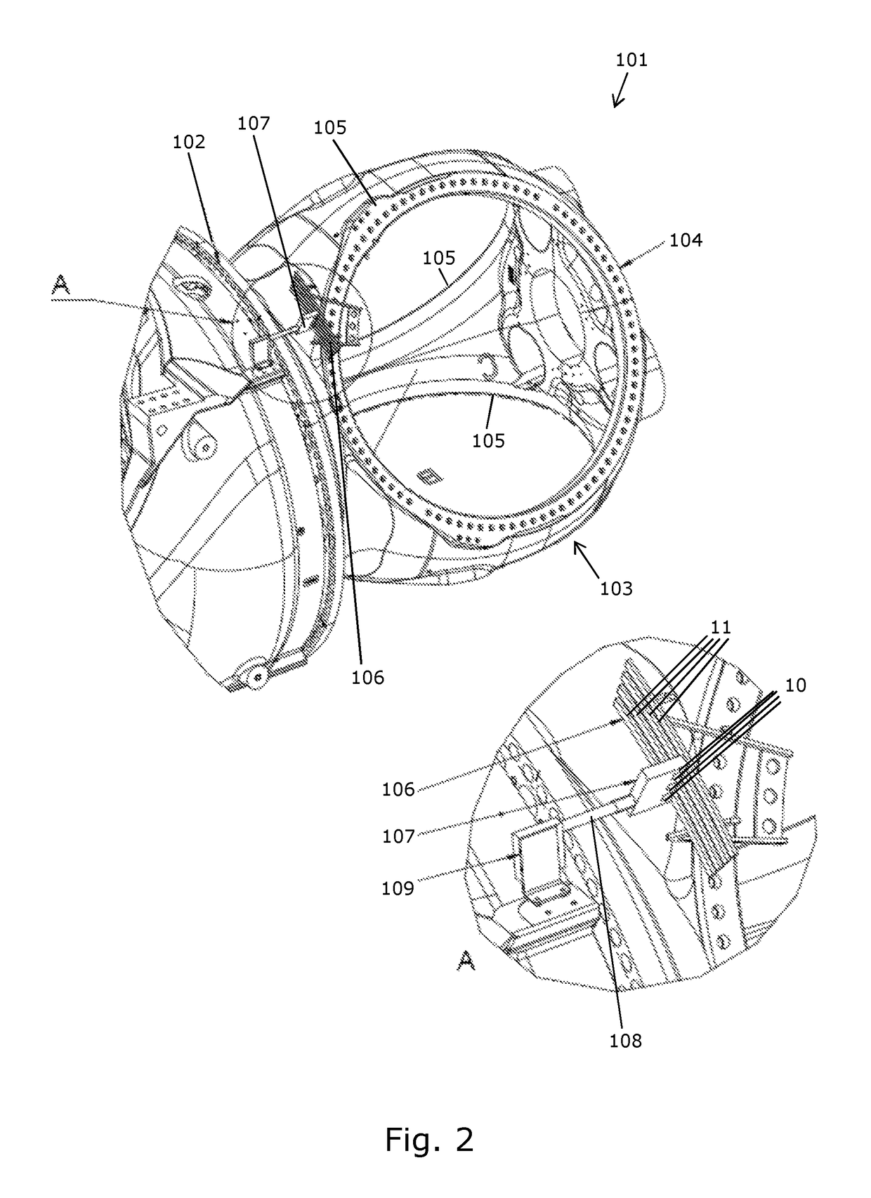 Electrical supply into wind turbine hub