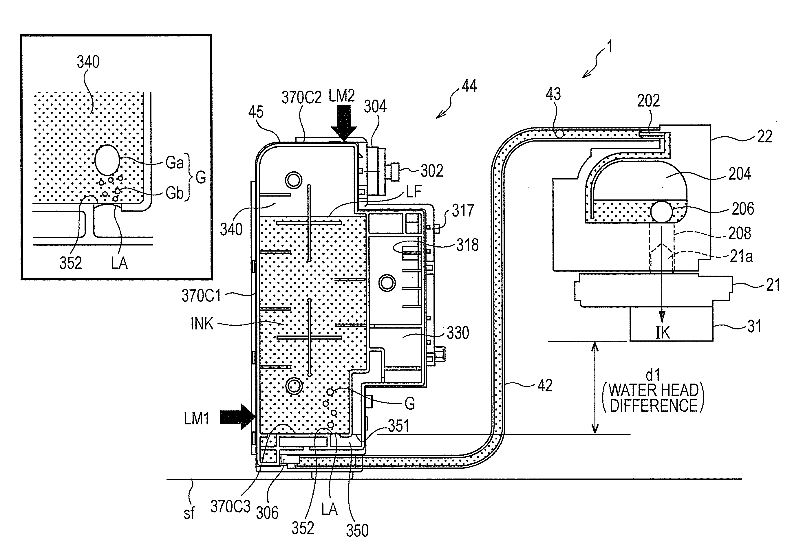 Ink composition for ink jet recording, ink supply system, and ink jet recording apparatus