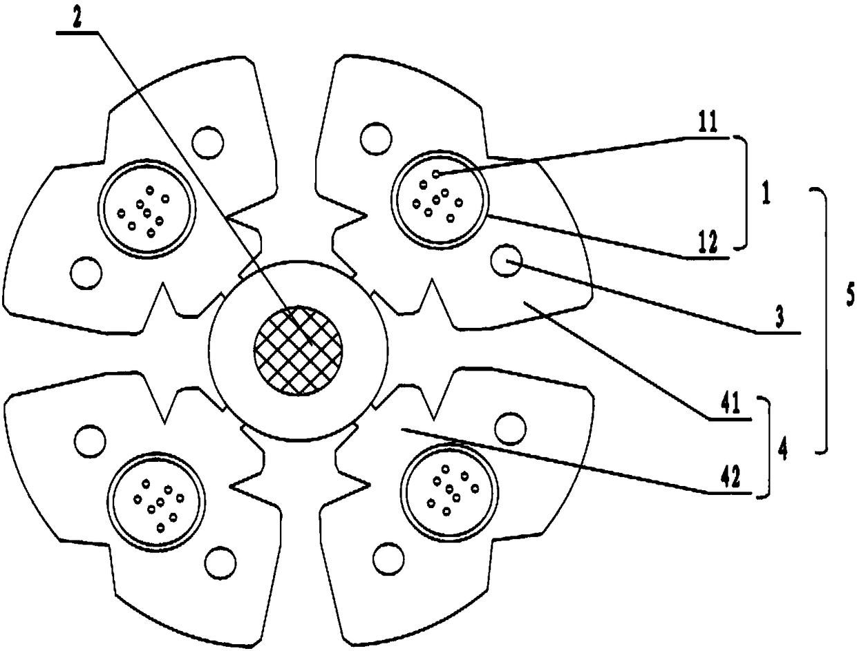 Multi-core branched dry type lead-in optical cable and manufacturing method thereof