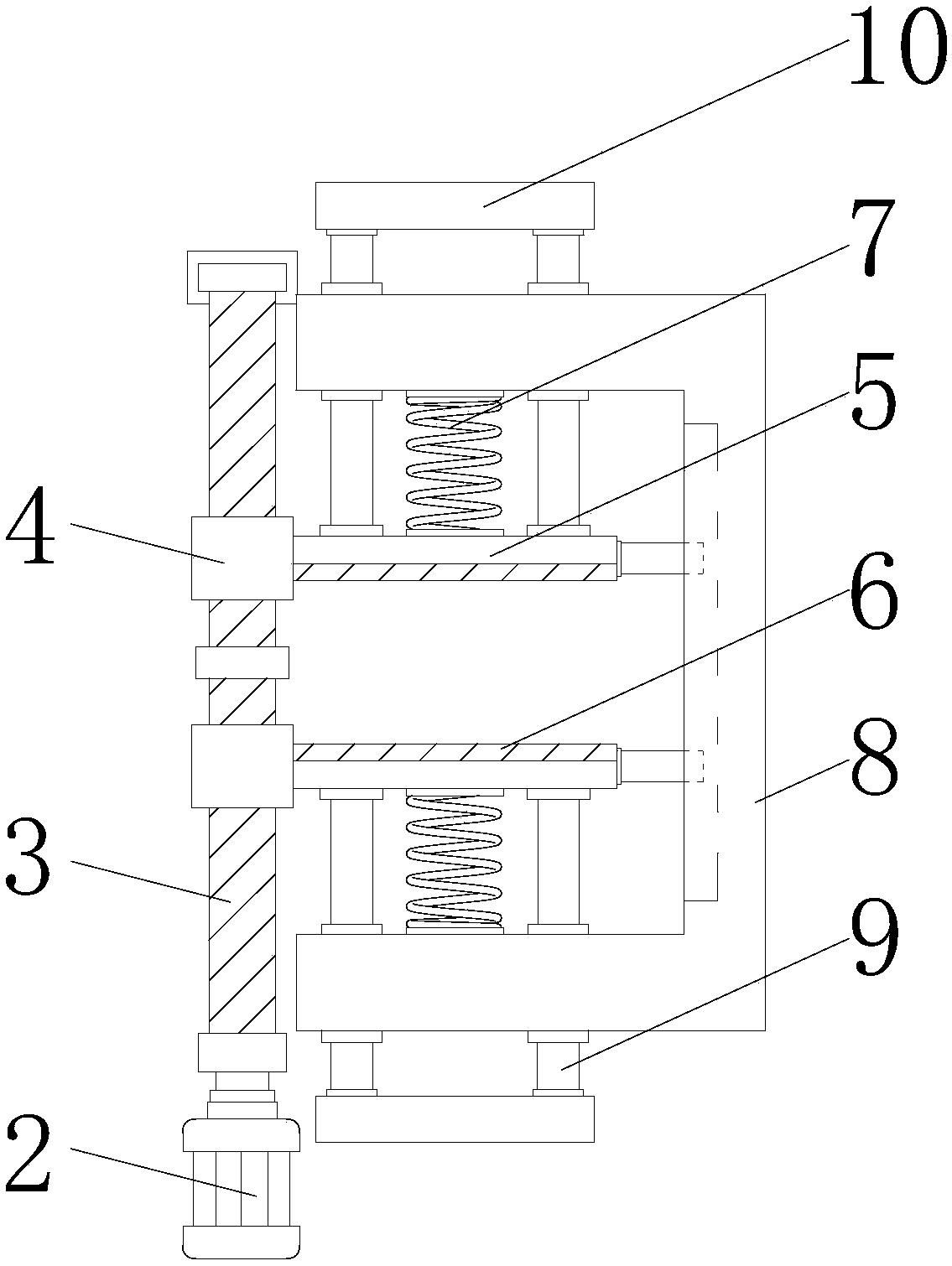 Driving structure based on automobile part stamping device and driving method of driving structure