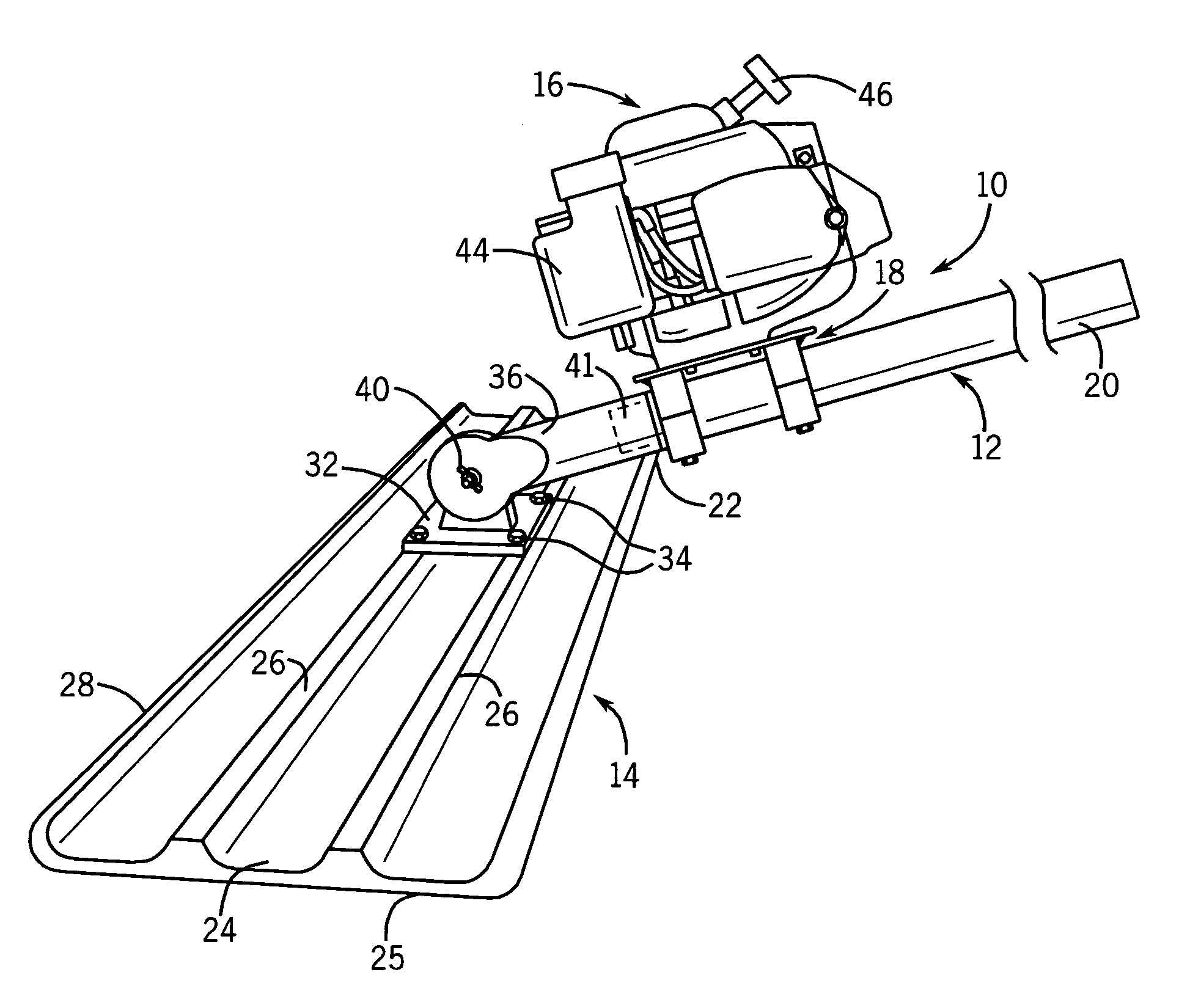 Concrete finishing tool with handle-mounted vibrating arrangement