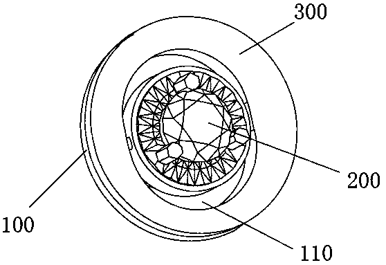 Automatic swinging ornament, carrier with automatic swinging ornament and inlay method