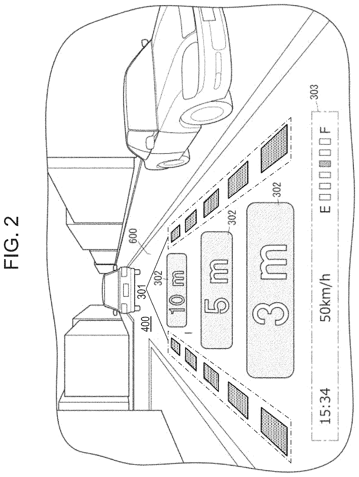 Display device, method for controlling display device, program, recording medium, and moving body equipped with display device