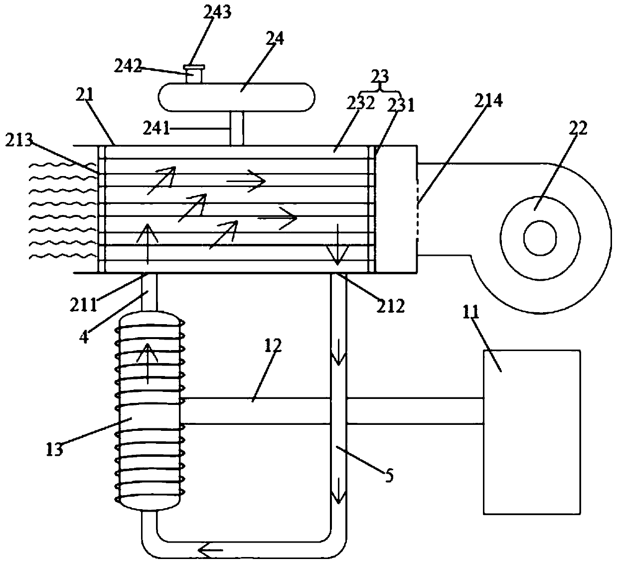 Natural circulation type variable-frequency electromagnetic heating device