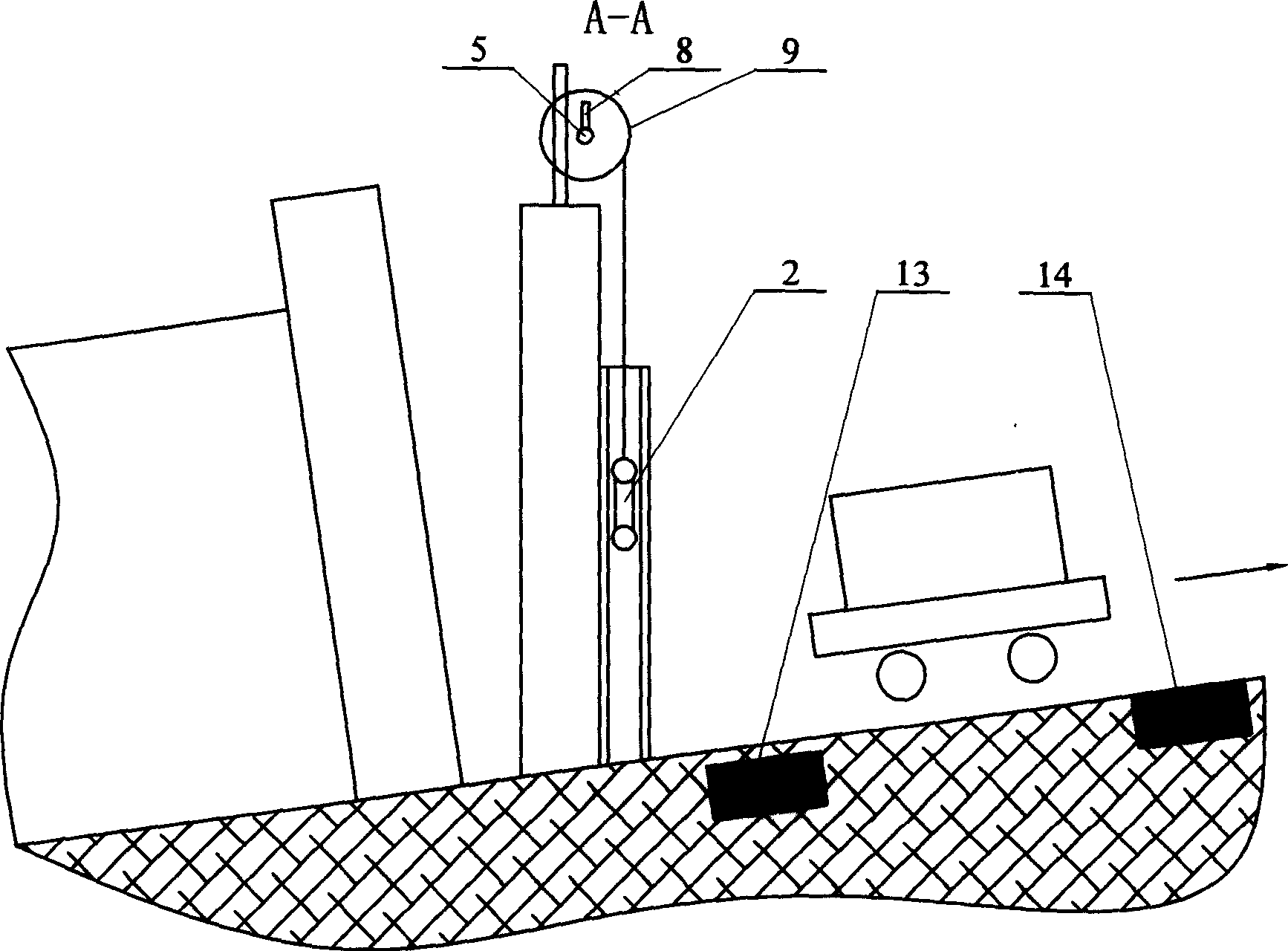 Inclined shaft safe door device preventing equipment sliding