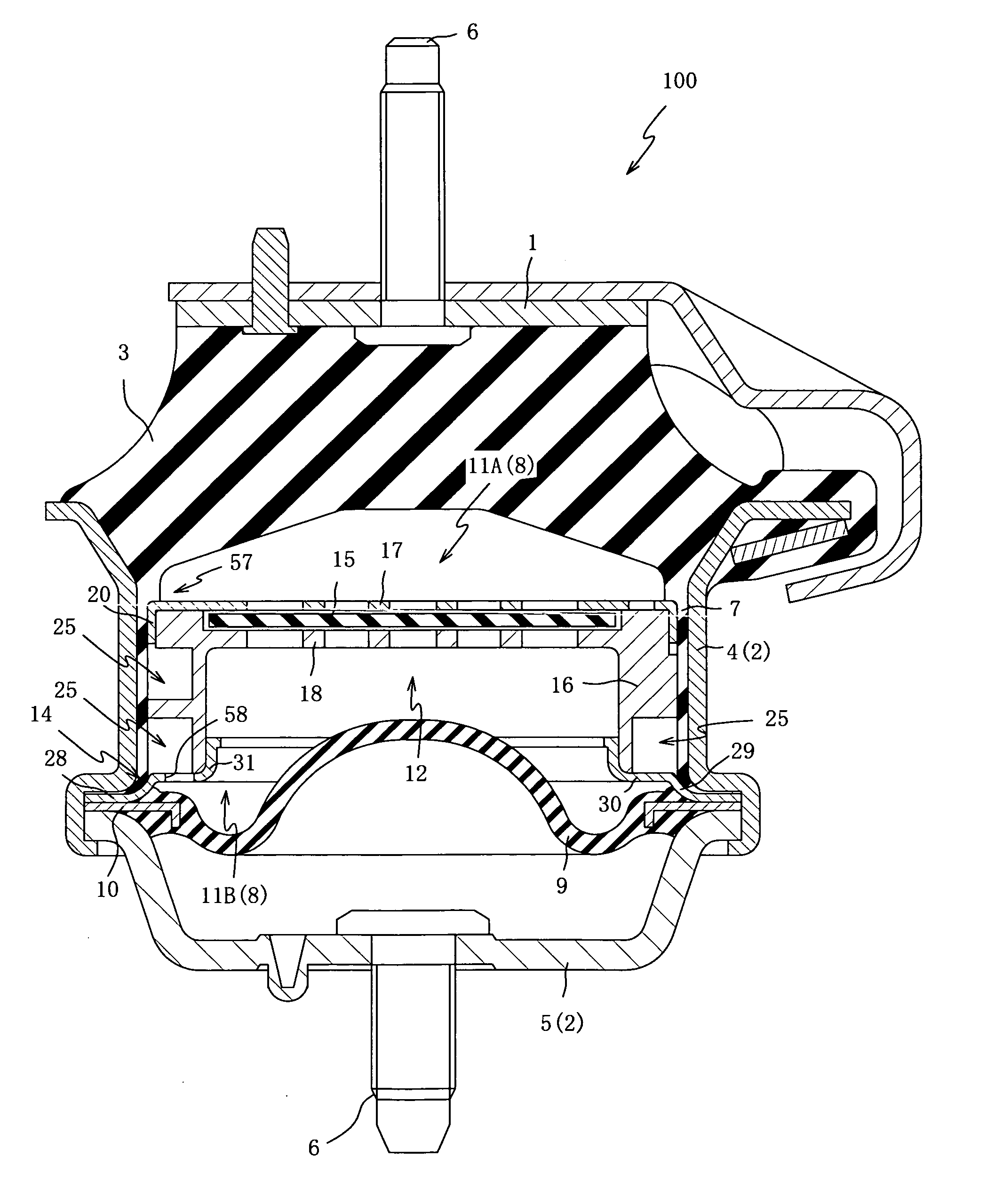 Liquid-sealed vibration control equipment and elastic partition film for use therein