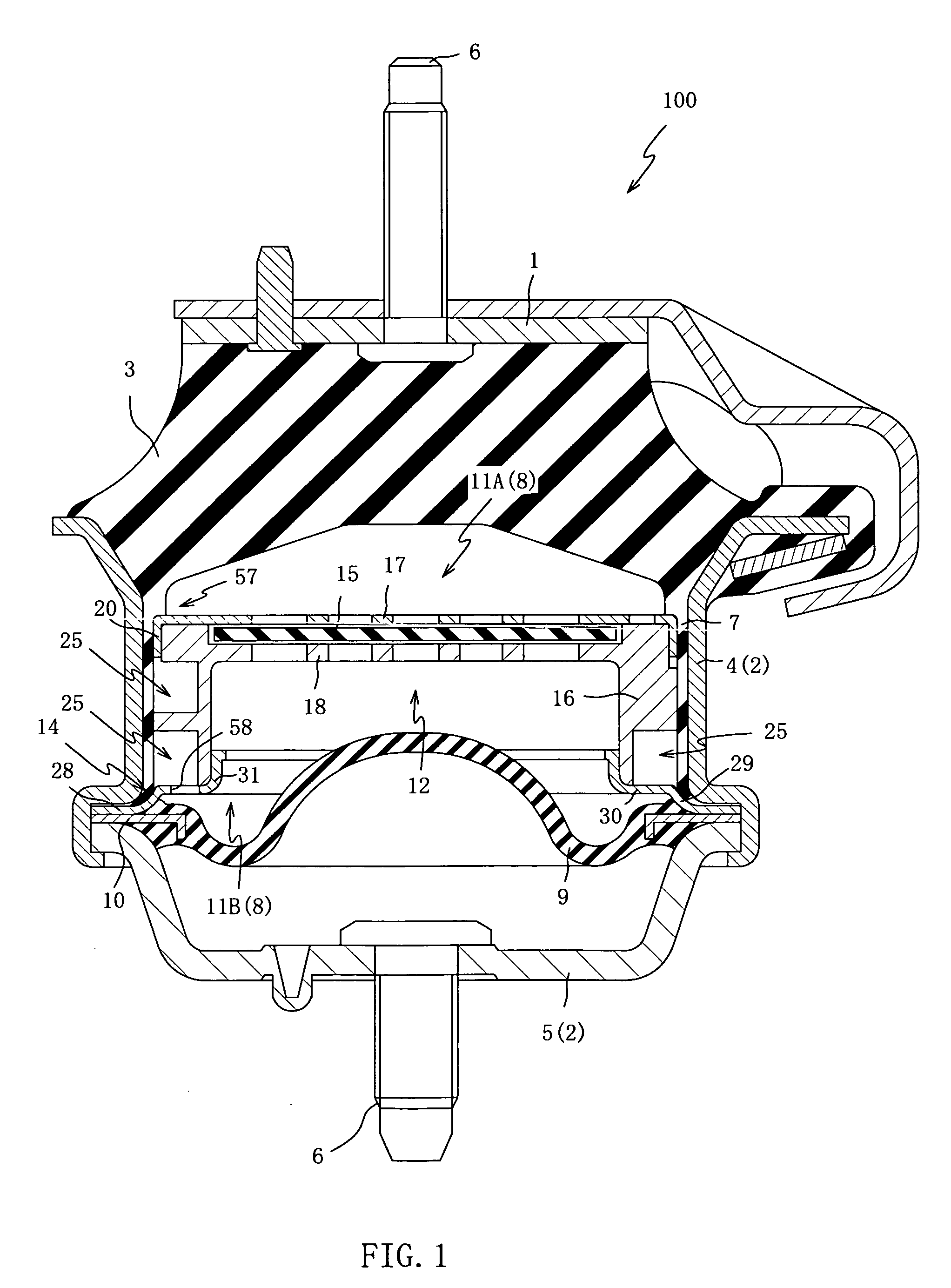 Liquid-sealed vibration control equipment and elastic partition film for use therein